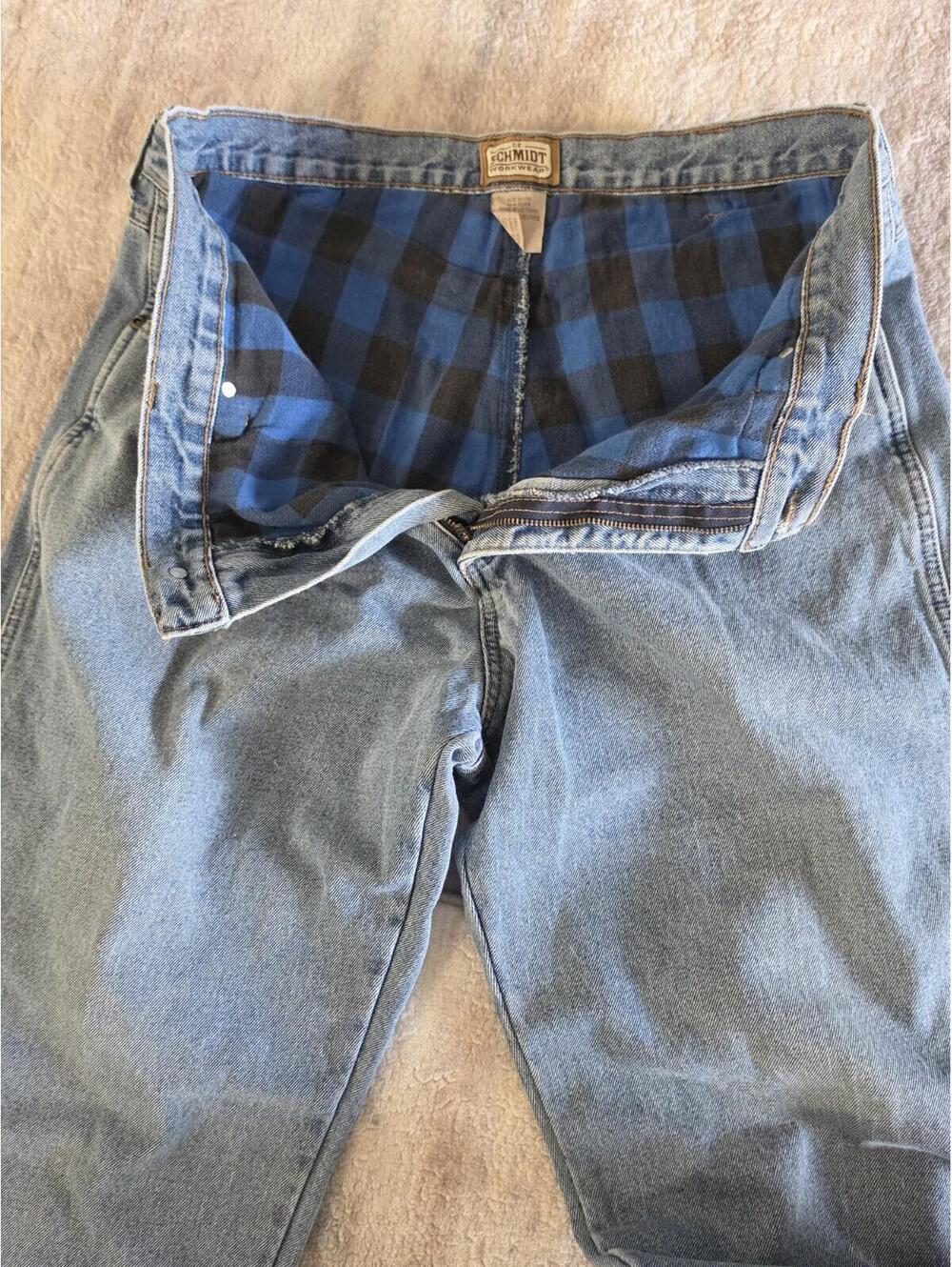 C.E. Schmidt  Mens 36×34 Blue Cotton Denim Straight Faded Travel Workwear Jeans